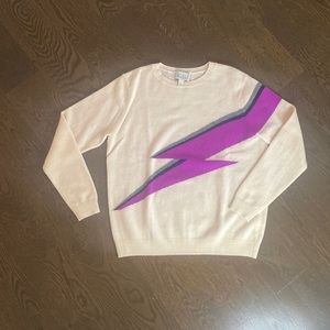 Ivory AUTUMN CASHMERE KIDS cashmere blend sweater, magenta lightening bolt,Sz 16